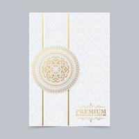 Luxury mandala cover in white gold color vector