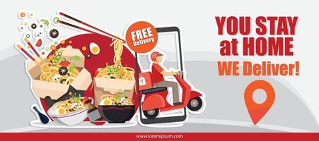 Food delivery service, Scooter delivery service , Vector illustration