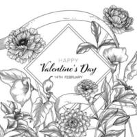 Hand drawn floral valentine's day background. vector