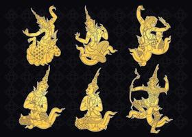 Traditional Thai Art Set vector