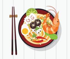 Traditional chinese soup with noodles vector