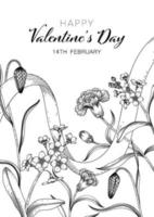 Hand drawn floral valentine's day background. vector