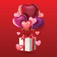 Happy Valentine's Day banner with balloons and gifts vector