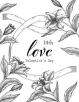 Hand drawn floral valentine's day background. vector