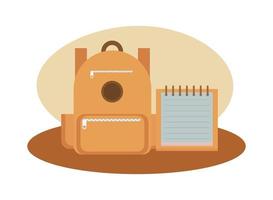 schoolbag accessory and notebook vector