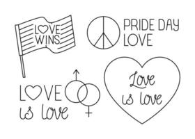 bundle of pride day icons, line style vector