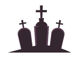 halloween, tumbas, en, cementerio, icono vector