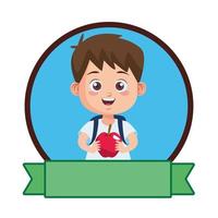 cute little boy student with apple vector