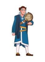 Christopher Columbus with world maps character vector