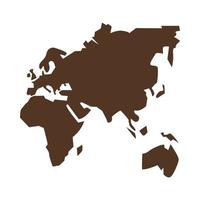 África, Europa y Asia silueta icono de geografía vector