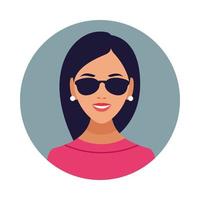 hermosa mujer con gafas de sol avatar icono de personaje