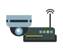 wifi router with cctv camera devices technology vector