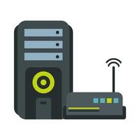 wifi router with server tower devices technology vector