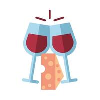 wine glasses with cheese vector