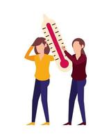 women lifting thermometer vector