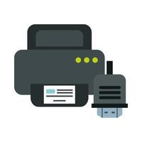 computer printer hardware with hdmi cable vector