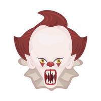 dark evil clown head halloween character vector