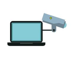 cámara de video cctv con laptop vector