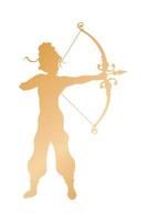 dios dorado rama y tiro con arco religión hindú icono vector