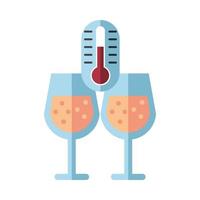 copas de vino con termómetro vector