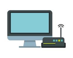 wifi router with computer display technology vector