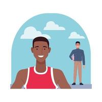 nerd and basketball player characters vector