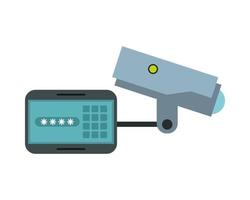 cctv video camera with password keyboard vector