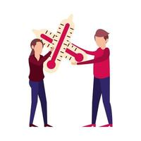 couple lifting thermometer vector