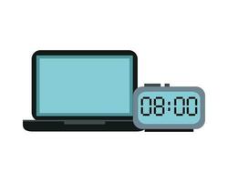 computadora portátil con reloj digital vector