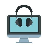 auriculares de audio con pantalla de computadora vector