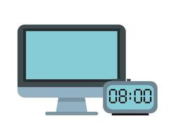 reloj despertador digital y pantalla de computadora vector