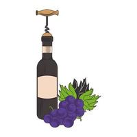 design of bunch of grapes and wine bottle design vector