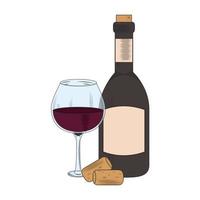 wine bottle and glass design vector