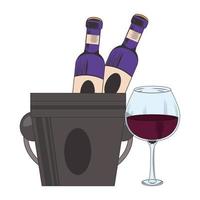 ice bucket with wine bottles and glass design vector