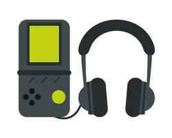 portable video game with earphones vector