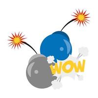 bombs with burning fuses and pop art design of wow word exclamation vector