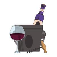 corkscrew and ice bucket with wine bottle design vector