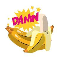 pop art design of banana fruit icon and damn word expression vector