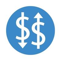 money dollar symbols with arrows up and down vector