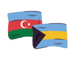 Azerbaiyán y bahamas banderas icono aislado vector