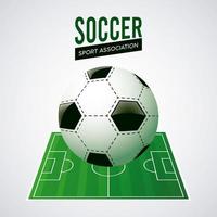 soccer league sport poster with ball on field vector