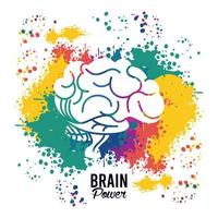 brain power poster with colors splashing vector