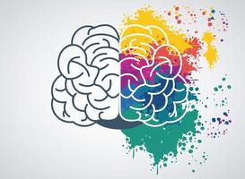 brain power template with paint colors vector