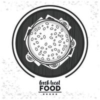 fresh local food lettering with burger vector