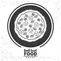 fresh local food lettering with pizza vector