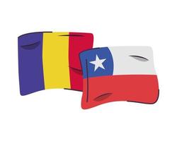 chad and chile flags isolated icon vector