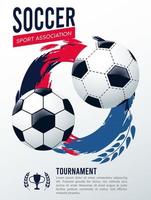 soccer league sport poster with balls vector