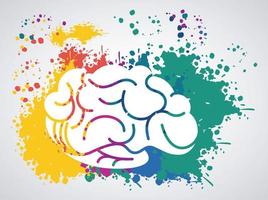 brain power template with set paint colors vector