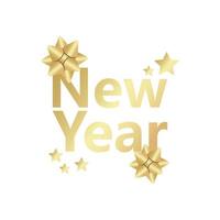 happy new year golden lettering with bows vector