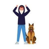 activist man protesting with dog avatar character vector